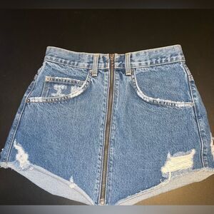 Carmar Cut Off  Distressed Denim Mini Skirt Size 26 EUC